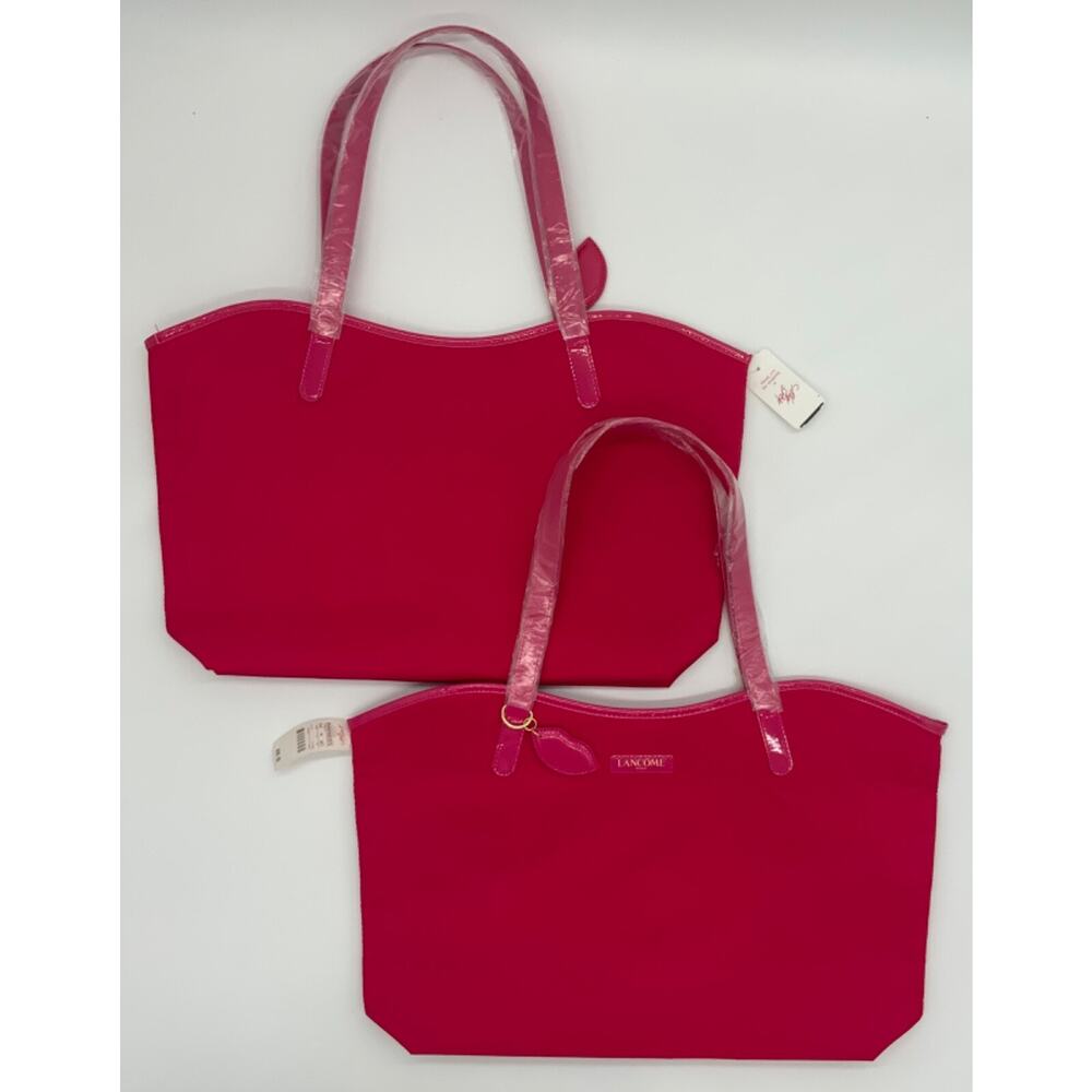 Lot of 2 LANCÔME Hot Pink Tote Bag Lip Design Charm